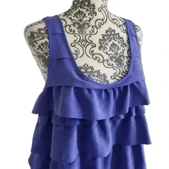 Aritzia x Central Park West Tank Top Tiered Ruffles  Blue Purple Women's size L - Picture 6 of 11